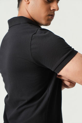 Define Fit - Zip Polo Short Sleeve - Charcoal Black