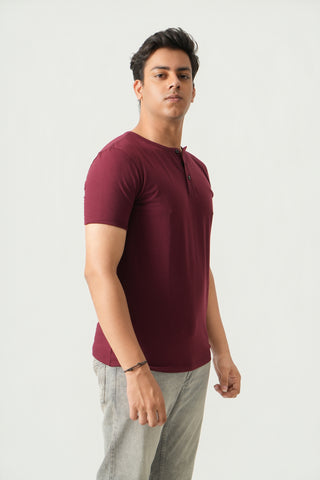 Define Fit - Henley Neck Short Sleeve - Red Rock
