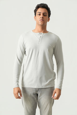 Define Fit - Henley Neck Long Sleeve - Granite Gray