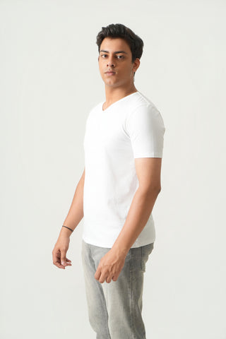 Define Fit - V-Neck Short Sleeve - Classic White
