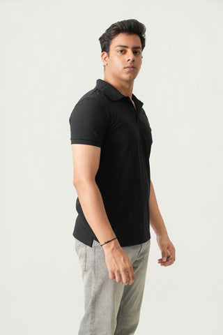 Define Fit - Button Polo Short Sleeve - Charcoal Black