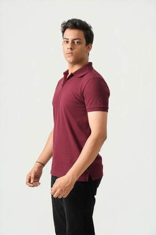 Define Fit - Zip Polo Short Sleeve - Red Rock