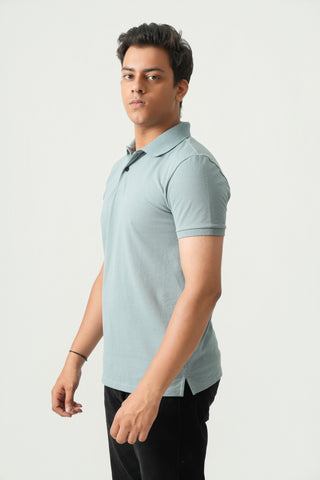 Define Fit - Button Polo Short Sleeve - Sage Blue