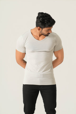Power Fit - V-Neck Short Sleeve - Granite Gray
