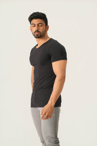 Power Fit - Crew Neck Short Sleeve - Charcoal Black