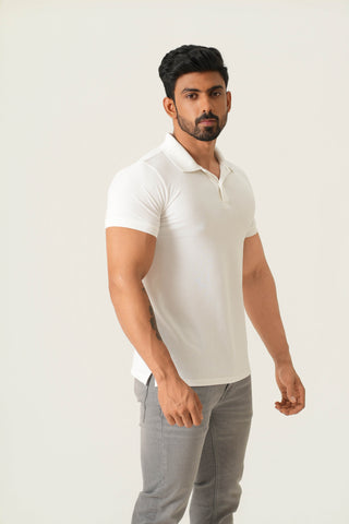 Power Fit - Button Polo Short Sleeve - Classic White