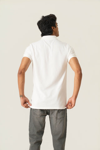 V-Taper Fit (V-fit) - Zip Polo Short Sleeve - Classic White